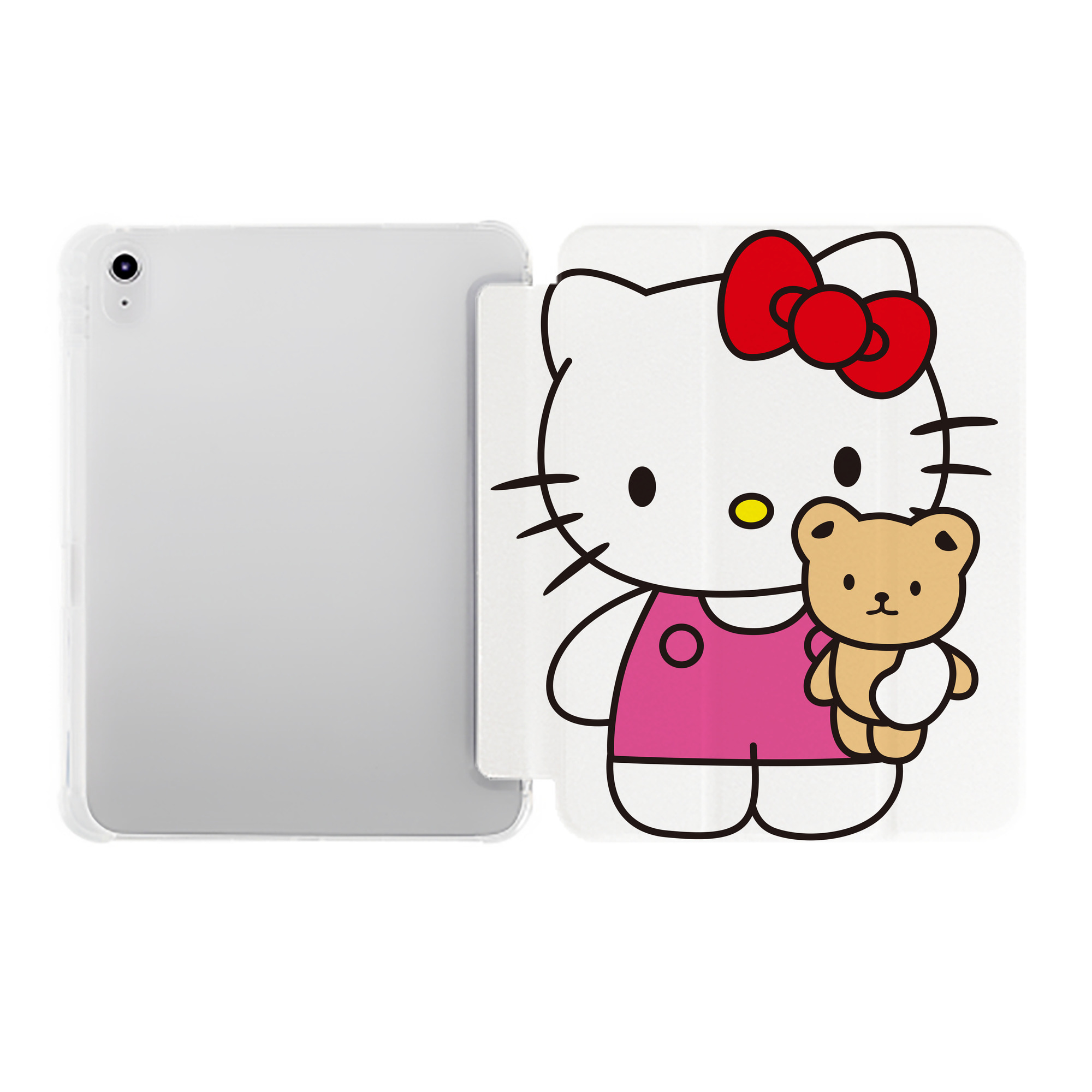 （画像用） Hello Kitty ハローキティ IPad ケース ペン収納付き 三つ折りスタンド PUレザー×シリコン 対応機種9.5/10.5/10.9インチ